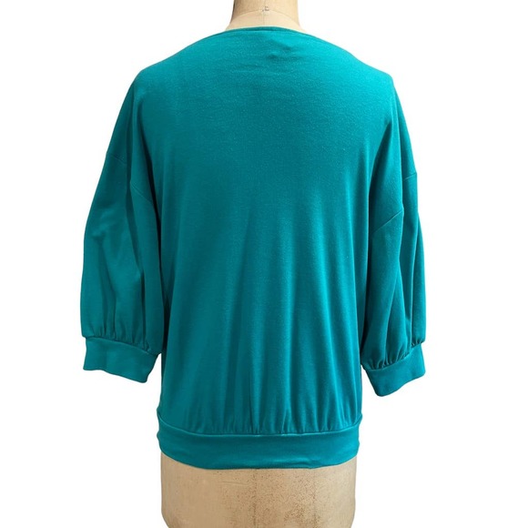 Vintage K.T. Sports Womens Casual Shirt Top Green Floral 3/4 Sleeve S - Picture 5 of 7